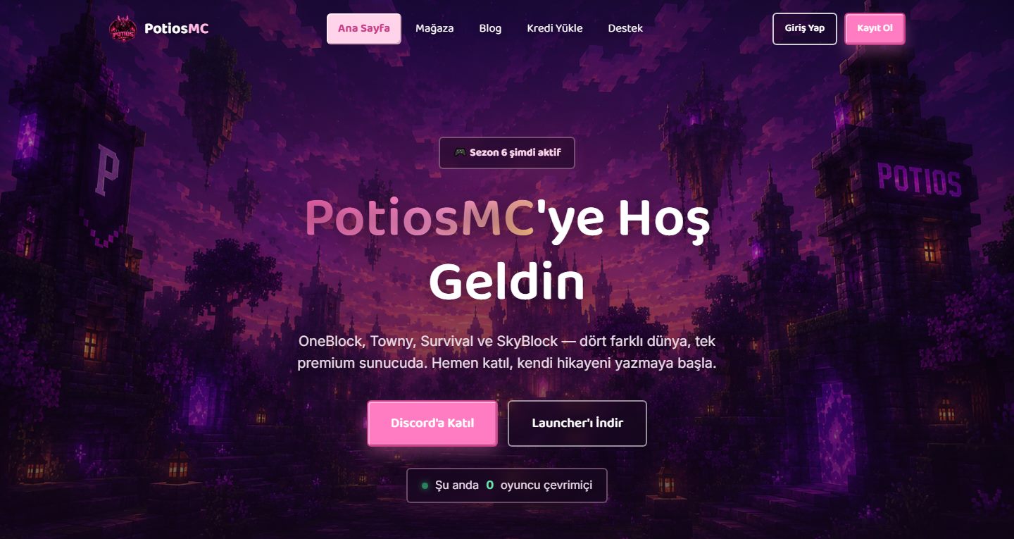 PotiosMC oyun sunucusu sitesi